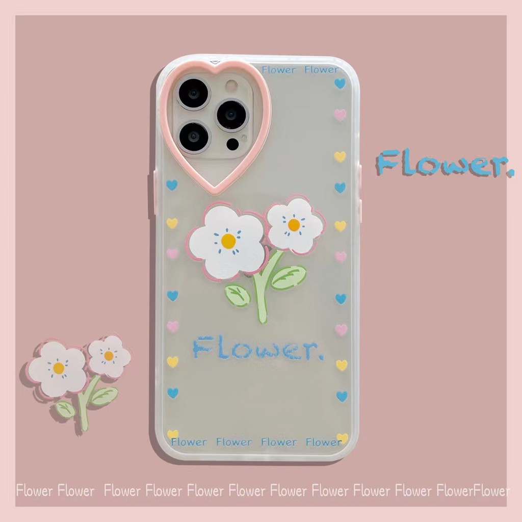 iPhone 11 12 Pro Max X Xs Max XR 8 7 6 6s Plus 12 Mini Cute Love lens flowers square shockproof anti crack case