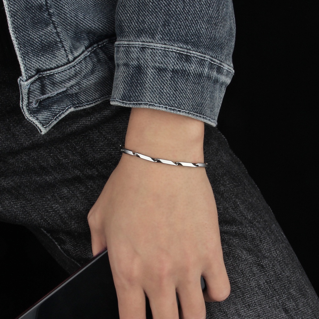 Vòng Tay Nam Lắc Tay Unisex Thời Trang Vòng Tay Nam Nữ Basic SAZ Màu Bạc Đen Titan - Vòng Tay Xích Trơn  ♦️ Chất