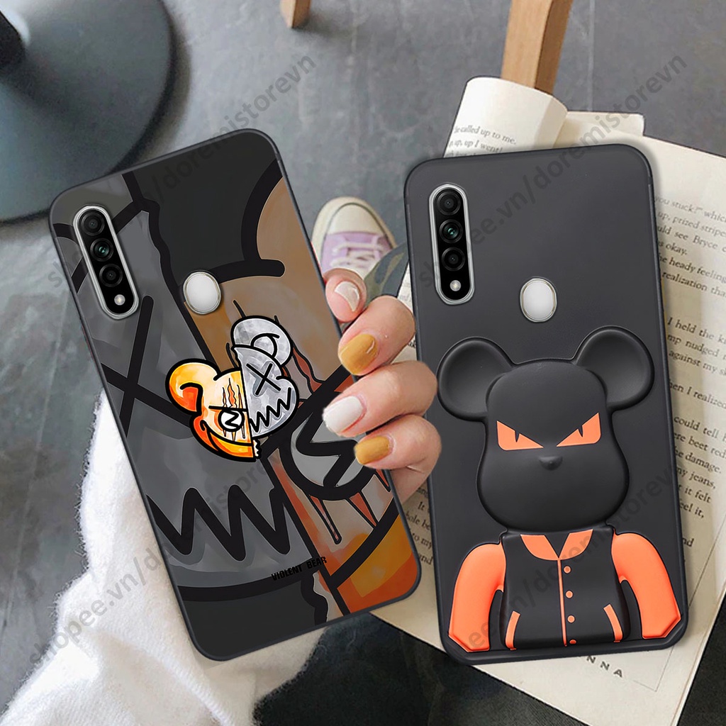 Ốp lưng Oppo A31 hình kaws, kith, bear brick nổi 3D phong cách độc đáo
