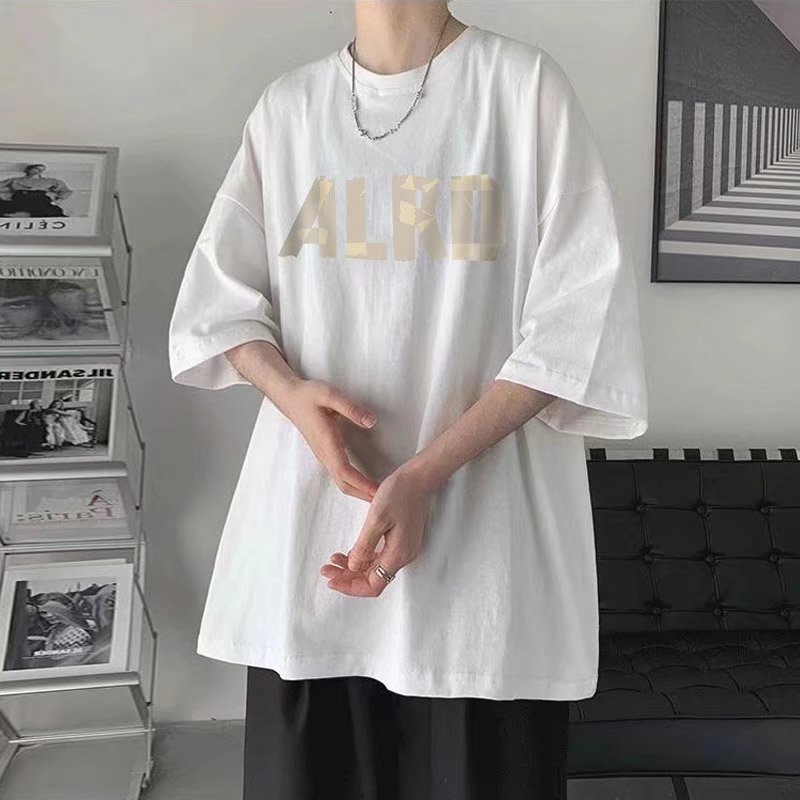【M-8XL】Áo Thun Dáng Rộng Cổ Thuyền In Chữ Xu Hướng Đường Phố Hip Hop Thời Trang Mùa Hè Cho Nam Và Nữ