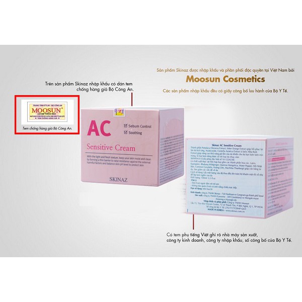 Kem dưỡng da AC Sensitive Cream skinaz | BigBuy360 - bigbuy360.vn