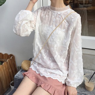 (ORDER) Set áo ren dài tay + chân váy