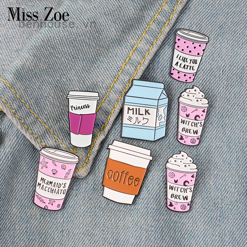 Coffee Milk Enamel Pin Witch's Brew Princess Badge Brooches Jewelry UK