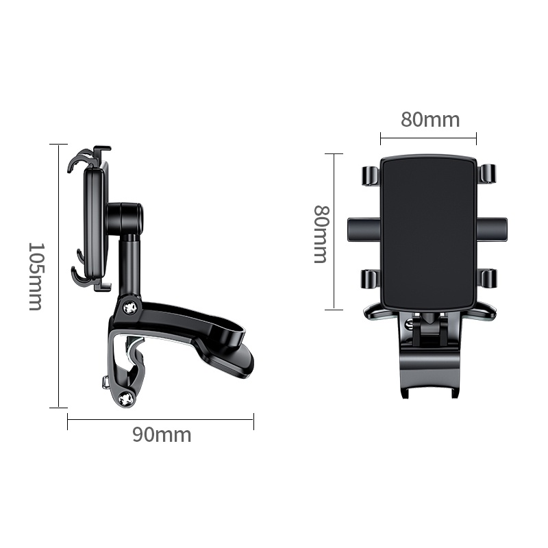 Giá đỡ điện thoại SEAMETAL gắn kính chiếu hậu có thể xoay 360 độ đa năng tiện dụng cho xe hơi