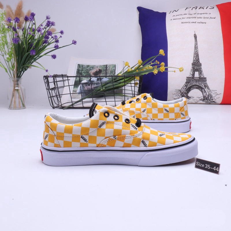 [XẢ KHO] SALE KHỦNG 9/9 Vans ERA nguyên bản màu vàng và trắng kẻ ca rô cổ thấp giày vải thông thường [AK97] ; ‣