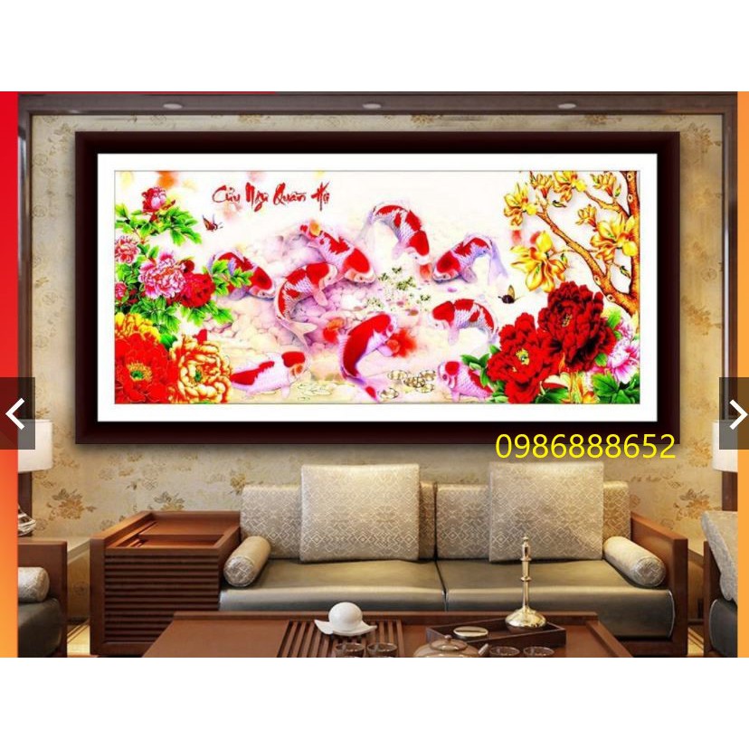 Tranh đá cao cấp ABC ( giá sỉ) Cửu Ngư Quần Hội VS117 115 x 50 cm
