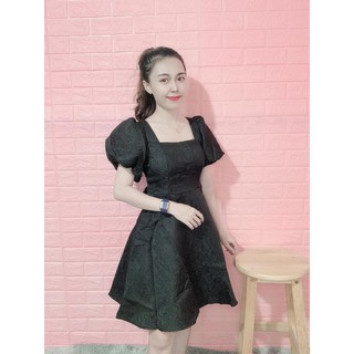 ĐẦM ĐEN GẤM HỞ LƯNG THẮT NƠ EO