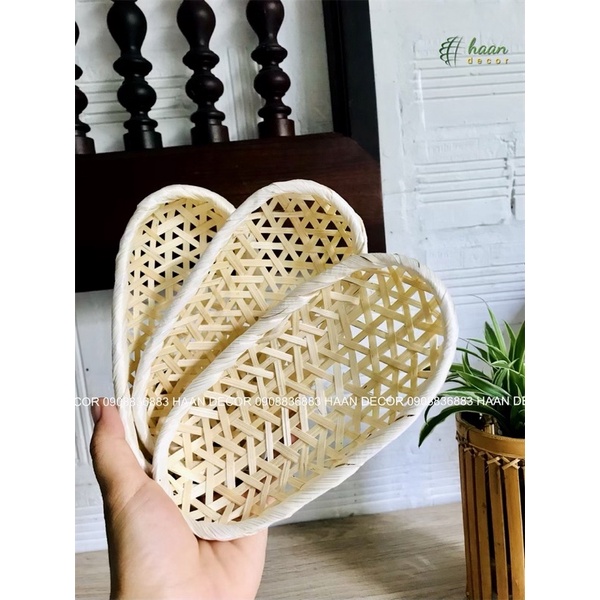 Rổ tre oval decor bánh, trái cây, size mini và size lớn