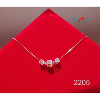 Dây chuyền bạc 925, 3 hạt pha lê vuông Swarovski crystal cube 5601 6,8ly