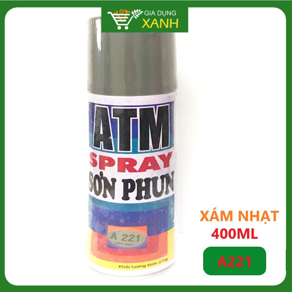 Sơn phun, xịt ATM màu xám A215, 400ml