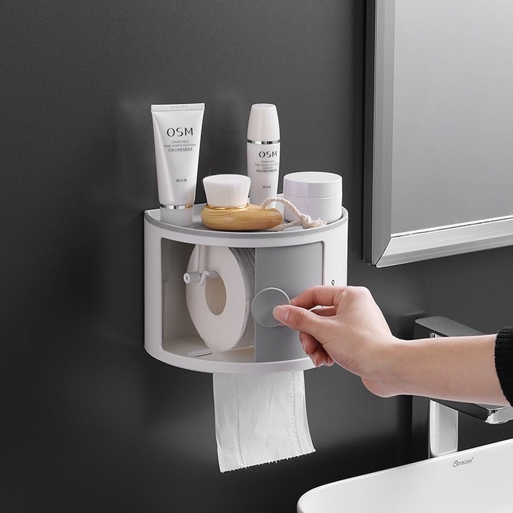 Kệ đựng mỹ phẩm treo tường nhà tắm OUSUWO , để đồ trang điểm trong nhà tắm treo tường không đục lỗ,làm bằng nhựa ABS