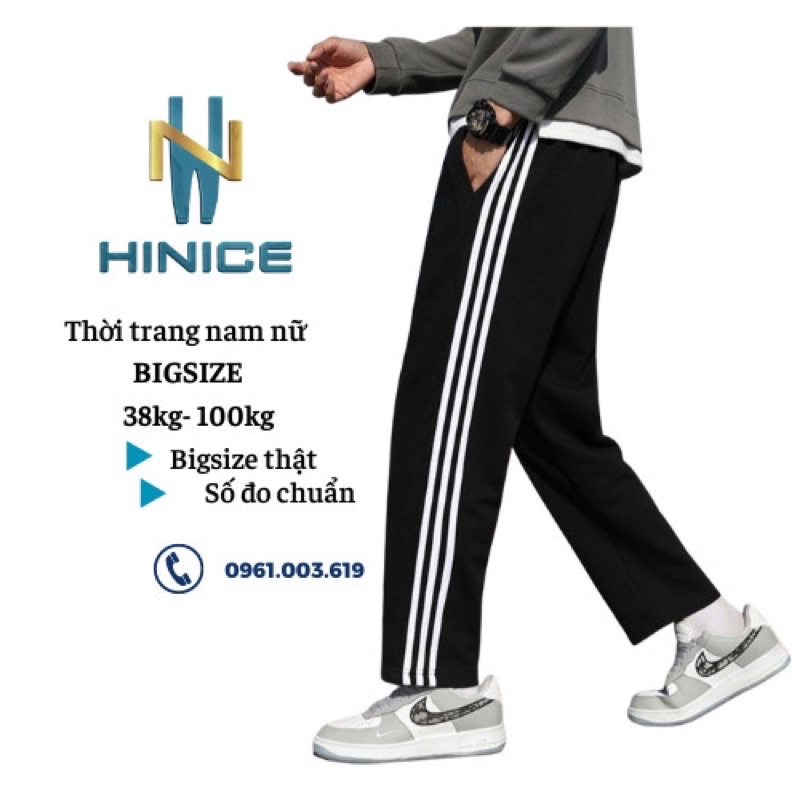 40-95KG Bigsize Nam Nữ quần 3 sọc suông thời trang unisex năng động