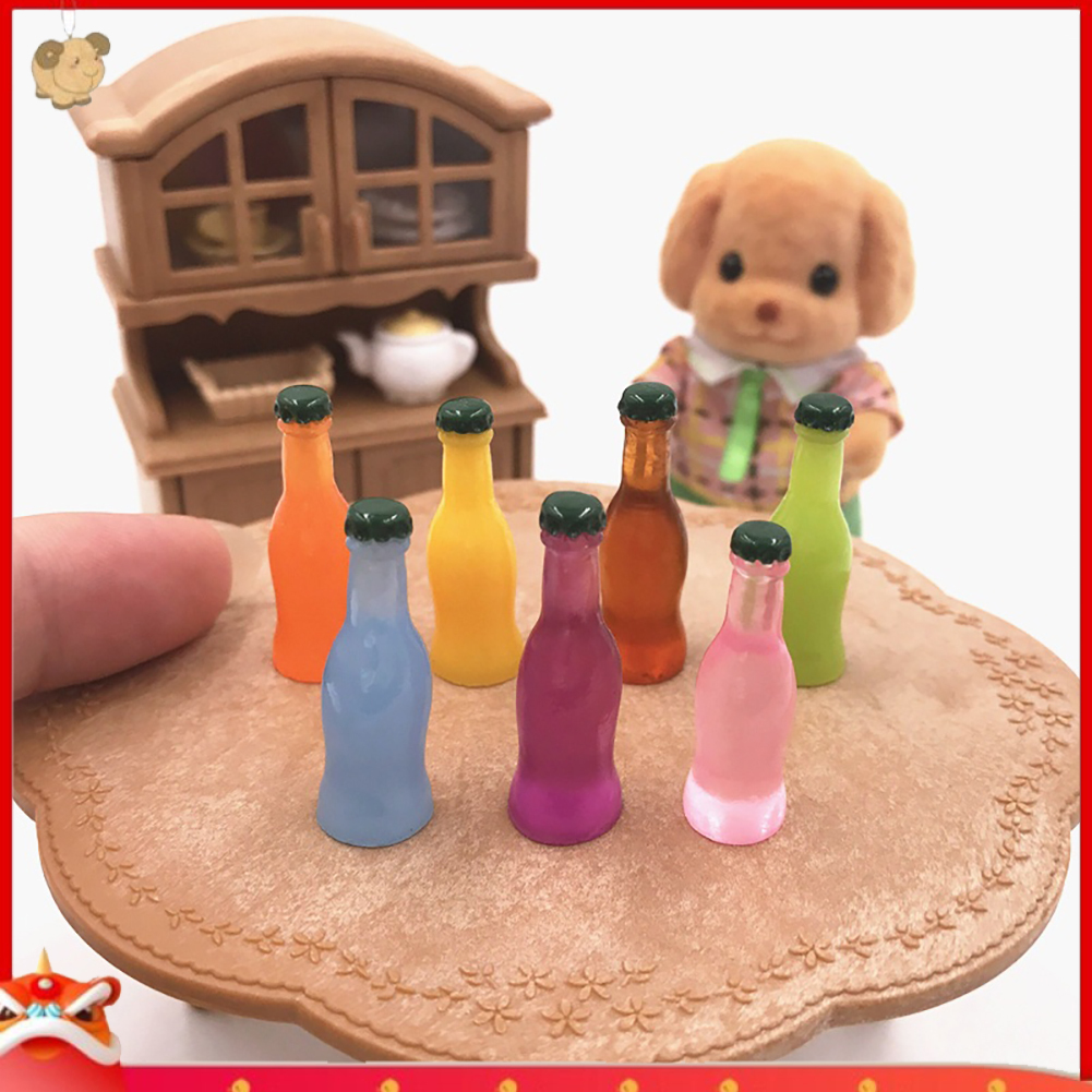 Set 7 mô hình chai đựng nước ngọt/rượu thu nhỏ cho nhà búp bê