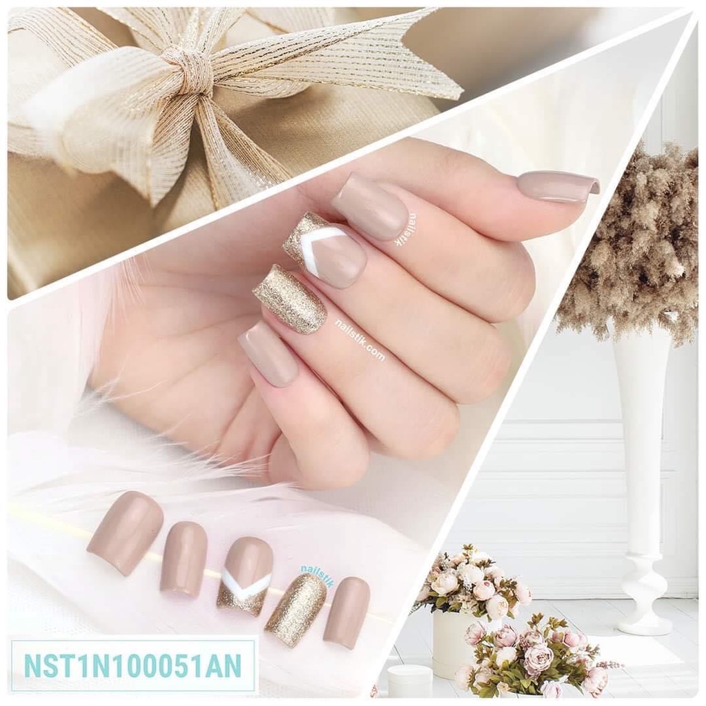 Móng úp thiết kế by NAILSTIK, màu nude, form móng ngang,ngắn/dài, 051