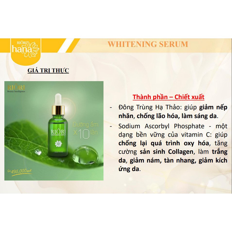 Serum Dưỡng Trắng Ngừa Lão Hóa Da RIORI WHITENING SERUM (10ml - 30ml)