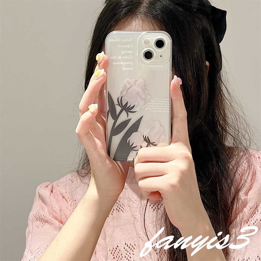 Ốp Điện Thoại TPU Mềm Trong Suốt Hình Hoa Tulip Cho iPhone 13 12 11 Pro Max X XR Xs Max 8 7 6 6s Plus SE 2020