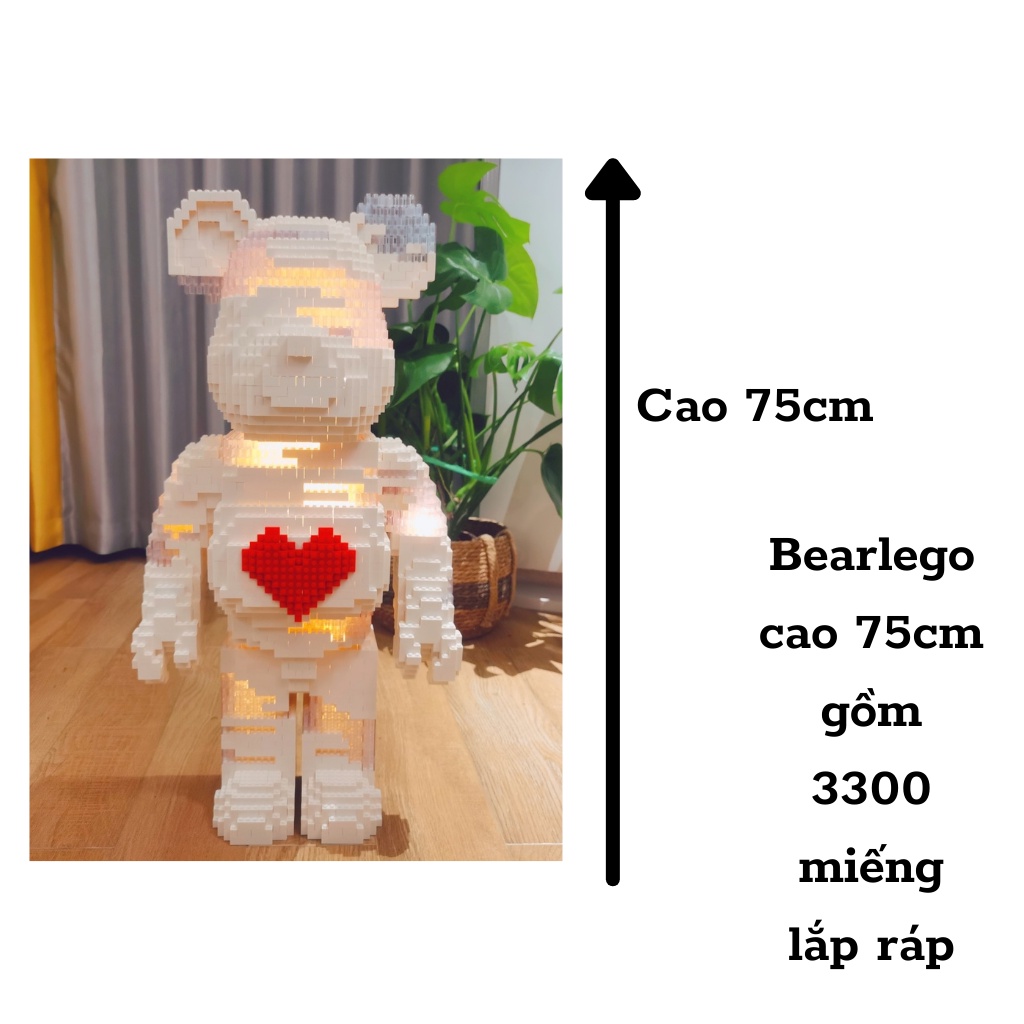 [Mã LIFE0503TOYS1 giảm 10% đơn 150k] Bearbick xếp hình gấu đính đá bộ đồ chơi lắp ráp có ngăn kéo siêu chất hình gấu