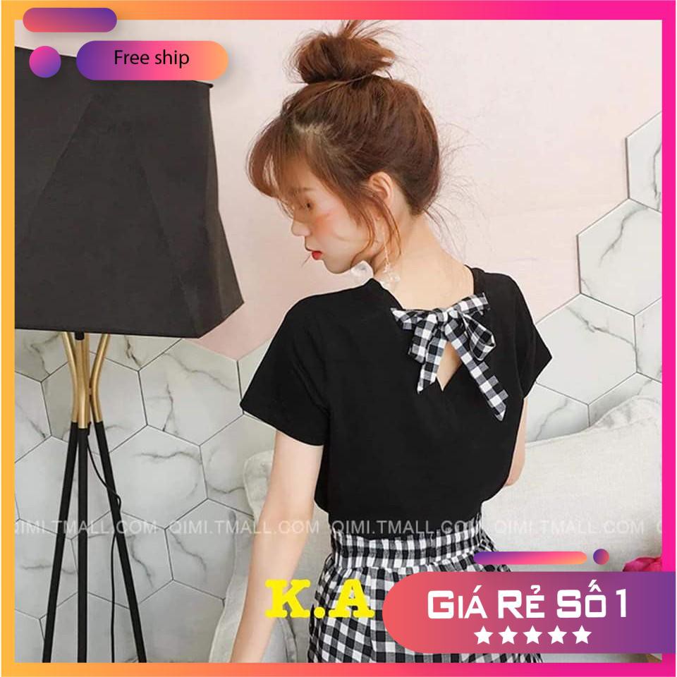 [KÈM VIDEO-ẢNH THẬ][FREESHIP TỪ 99K]]-SET ÁO NƠ QUẦN KẺ HOTTREND