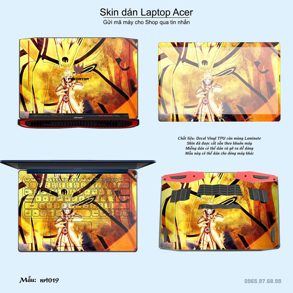 Skin dán Laptop Acer in hình Naruto (inbox mã máy cho Shop)