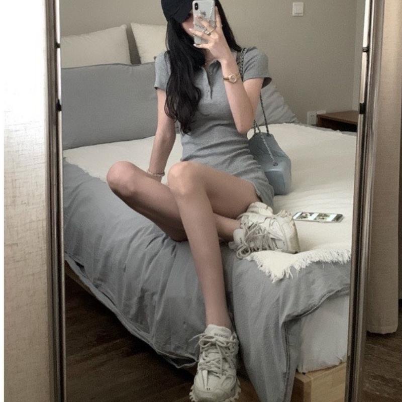 Váy Polo Nữ Trơn Dáng Suông Tay Ngắn I'm Basic Girly Chất Liệu Cotton Mềm Mại Thoáng Mát Phong Cách Ulzzang