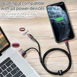 Cáp 2 in 1 iPhone - Type C *  Baseus cafule USB+Type-C PD Cable 1.2m