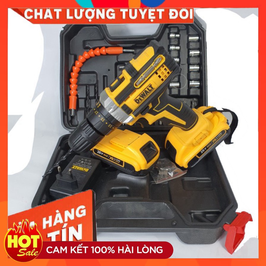 [chính hãng] Máy khoan pin Dewalt 26V 3 Chức Năng Máy 2 PIN kèm 24 Phụ Kiện [cam kết chất lượng]