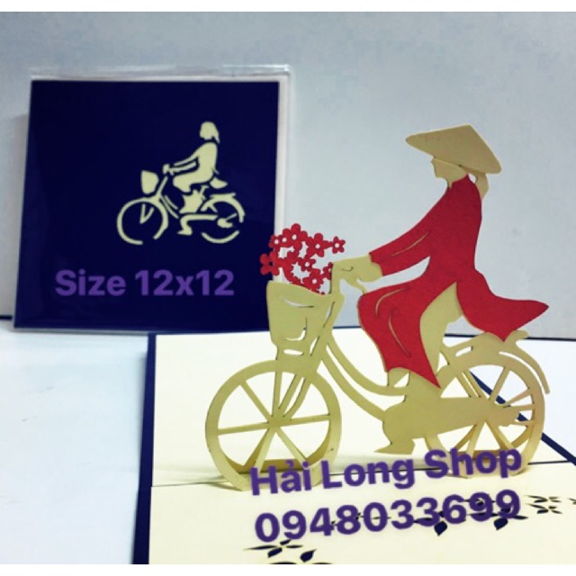 Cô gái đi xe  Đạp - Girl - Thiệp 3D ( VN )