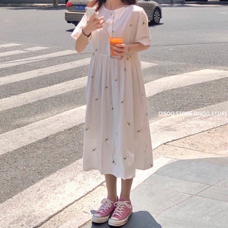 [SALE KÈM ẢNH THẬT] ORDER SALE VÁY BABYDOLL FORM DÀI HOA NHÍ THÊU SIÊU VINTAGE BEST SELLER 💯 (ib shop tư vấn size)