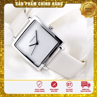[HÀNG CHÍNH HÃNG] Đồng hồ nữ EVERYONE mặt vuông dây da cao cấp size 36mm