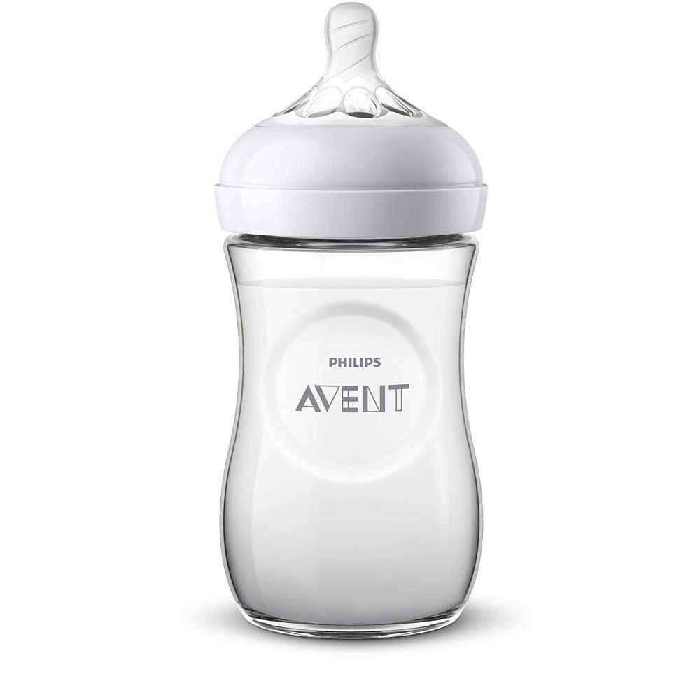 Bình sữa Avent Nautural 260ml Họa tiết Hà mã, Hạc hồng