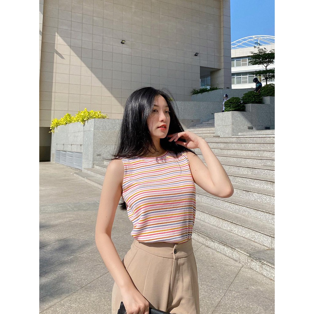Áo thun nữ không tay sleeveless knitted tee Maxy Workshop