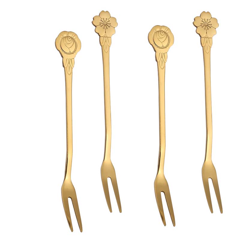 Nĩa ăn trái cây hai tầng bằng thép không gỉ