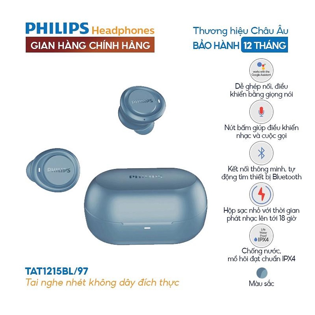 Tai nghe Bluetooth Philips TAT1215 - Hàng chính hãng