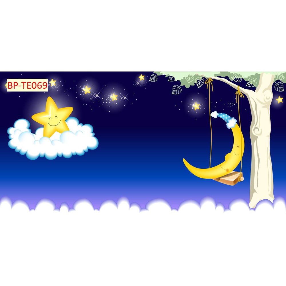 Tranh Dán Tường 3D Giành Cho Trẻ Em Khổ Lớn CỦ ĐỀ CUNG TRĂNG