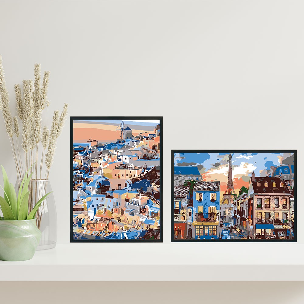 Tranh sơn dầu số hóa tự tô màu theo số - BỘ 2 TRANH VẼ VỀ PHONG CẢNH CỰC ĐẸP | BigBuy360 - bigbuy360.vn