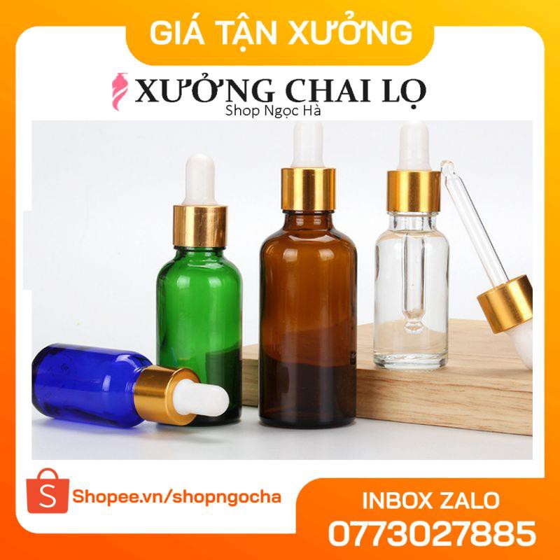 Lọ Chiết Serum ❤ GIÁ RẺ NHẤT ❤ [15ml,20ml] Lọ đựng tinh dầu bóp giọt Khoen Vàng chiết serum , phụ kiện du lịch