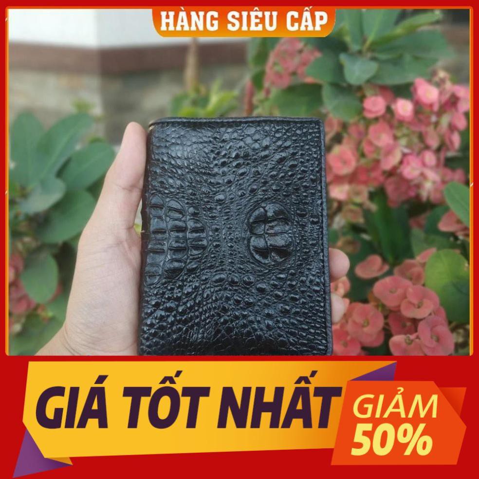 Thẻ BH 12 tháng [ Da Thật% ] -  VÍ CÁ SẤU 2 MẶT CAO CẤP. GÙ NGUYÊN CON NHỎ DÁNG ĐỨNG Hàng Cao Cấp, Rẻ, Đẹp