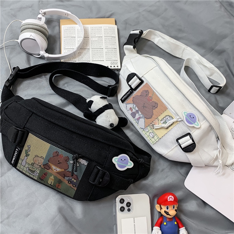 Túi Đeo Chéo vải Oxford siêu bền thời trang nam nữ Bear Bag Kuu Clothes Màu Bạc chống thấm nước tùy ý điều chỉnh