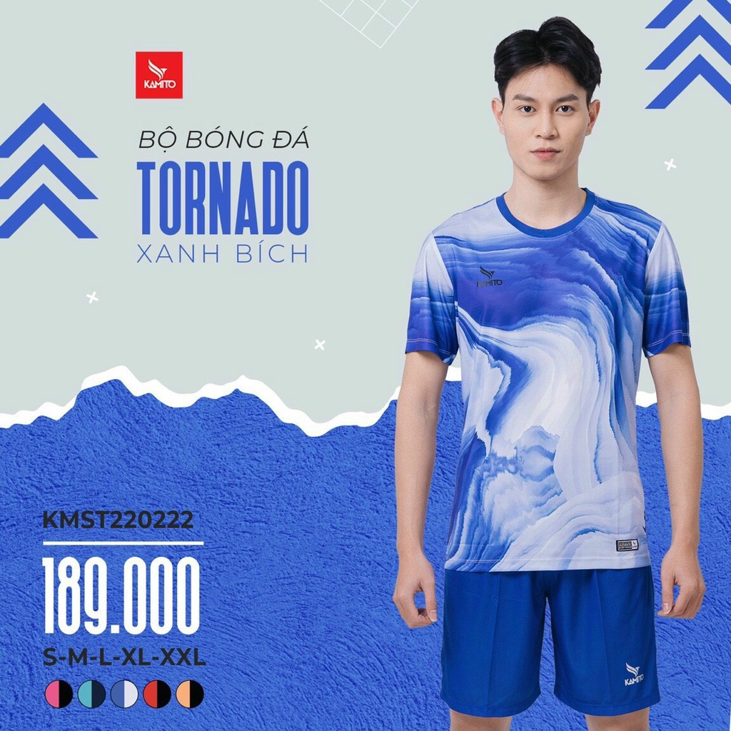 Áo đá bóng, đồ đá banh, quần áo bóng đá, áo không logo Kamito TORNADO - Chất vải cao cấp, bền, thoáng