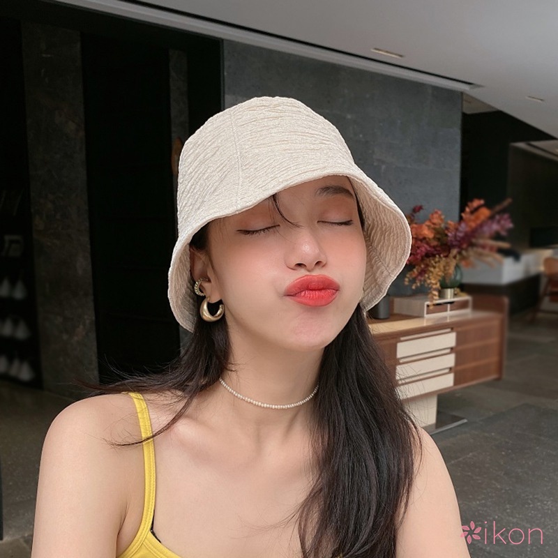 mũ lưỡi trai Mũ tai bèo che nắng chống gió màu trơn nhẹ nhàng phong cách cổ điển dành cho bạn nữ56-58cm mũ bucket