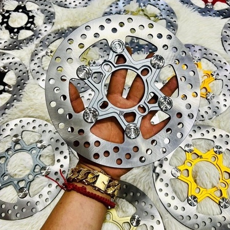 Đĩa Thắng Trước 4 lỗ size 220mm - Nhiều Màu lựa chọn, Khoen INox 304 Sáng Bóng, Không Gỉ, lắp như zin Nhiều dòng xe máy