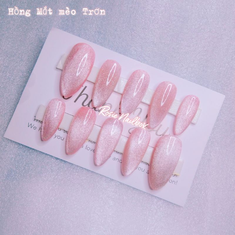 Nailbox móng úp mắt mèo màu hồng thạch
