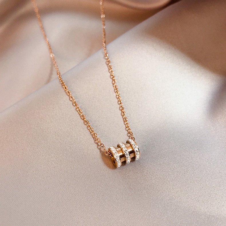 Diamond small waist titanium steel rose gold women's necklace