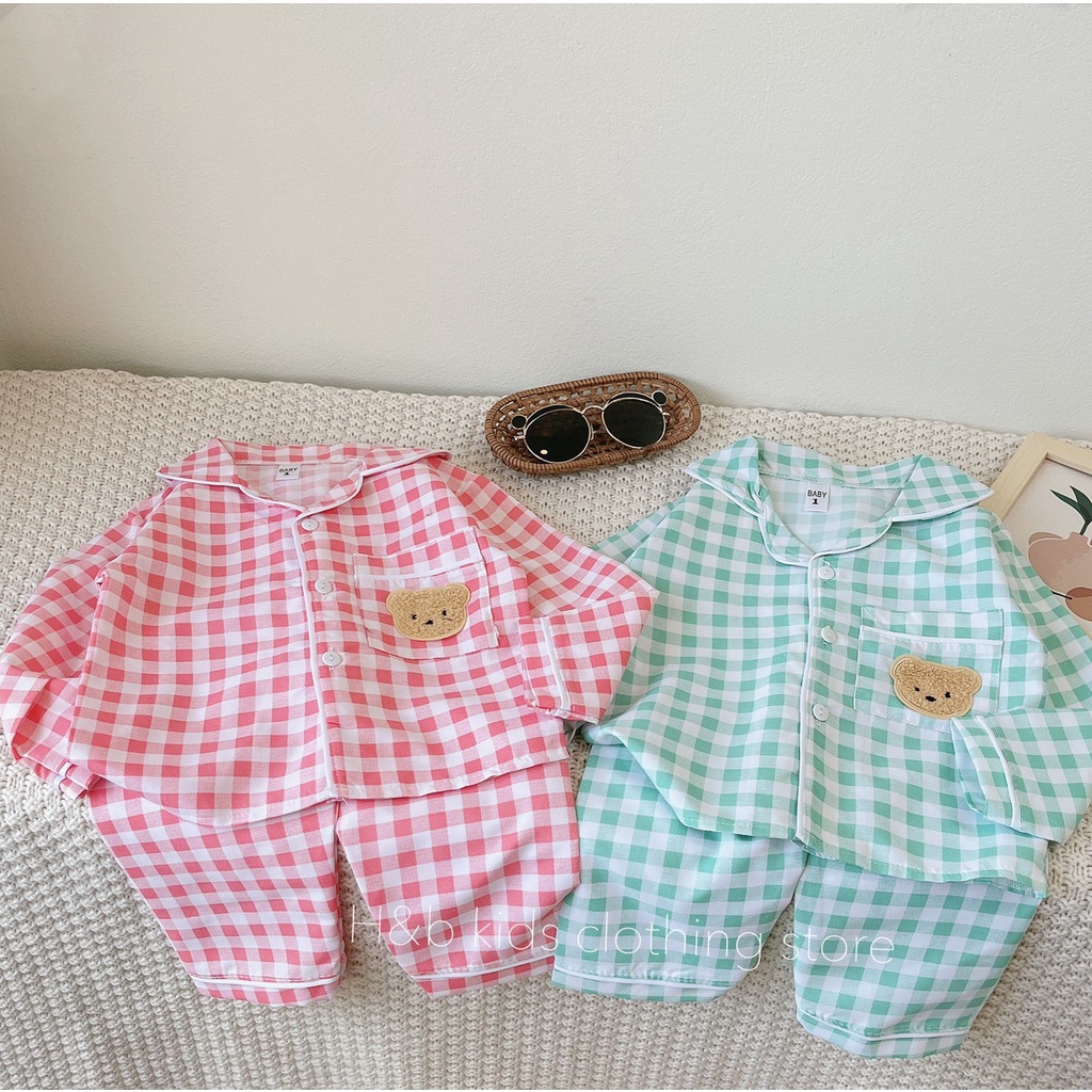 (8-18KG) Đồ Ngủ pijama Cho Bé Trai Bé Gái 1 Tuổi - 5 Tuổi, Pizama Cho Bé Vải Thô Đũi Thoáng Mát
