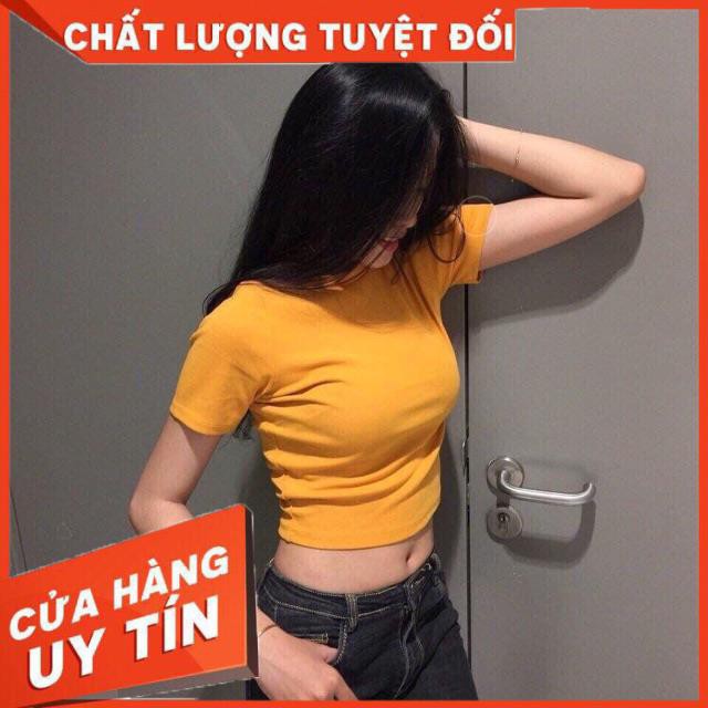 ÁO THUN TRƠN CROPTOP TAY NGẮN DÁNG ÔM VẢI XỊN ĐẸP- ảnh thật sp