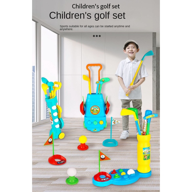 Bộ Đồ Chơi Đánh Golf Với 1 Xe Và 3 Gậy Đánh Golf 2 Lỗ/ 4 Bóng Tiện Dụng Cho Bé
