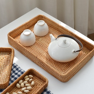 Khay đựng đồ ăn mây tre đan bambooo eco để ấm trà, đồ trang điểm - ảnh sản phẩm 4