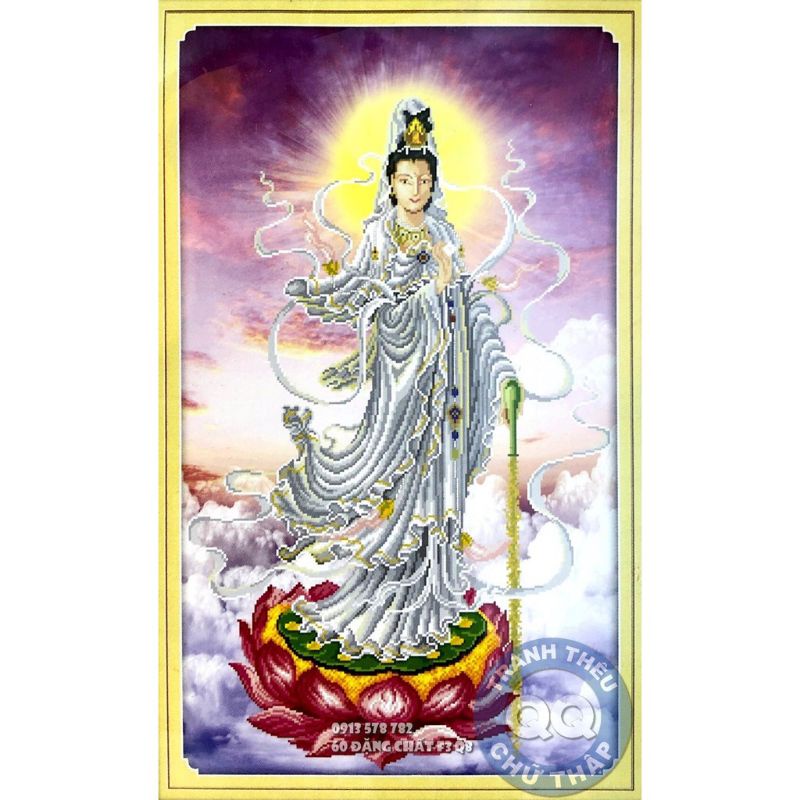 Tranh thêu Phật Bà Quan Âm kích thước 54*84cm