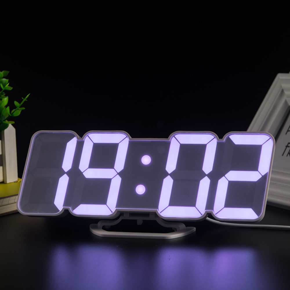 Đồng Hồ Báo Thức Đèn Led 3D Không Dây Hiển Thị Nhiệt Độ / Độ Ẩm Cổng Usb và phụ kiện
