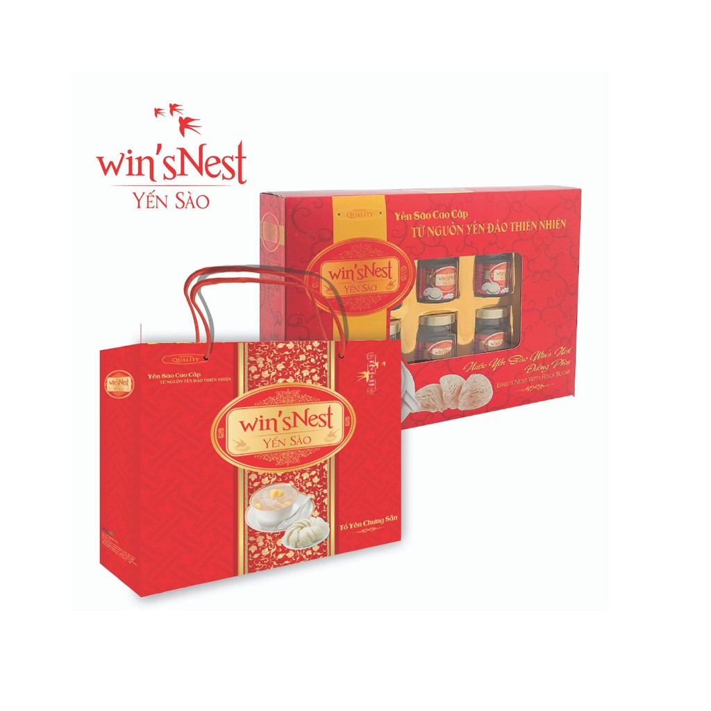 Nước Yến sào win'sNest chưng sẵn đường phèn (6 Lọ x 70ml / Hộp) Tặng kèm túi xách